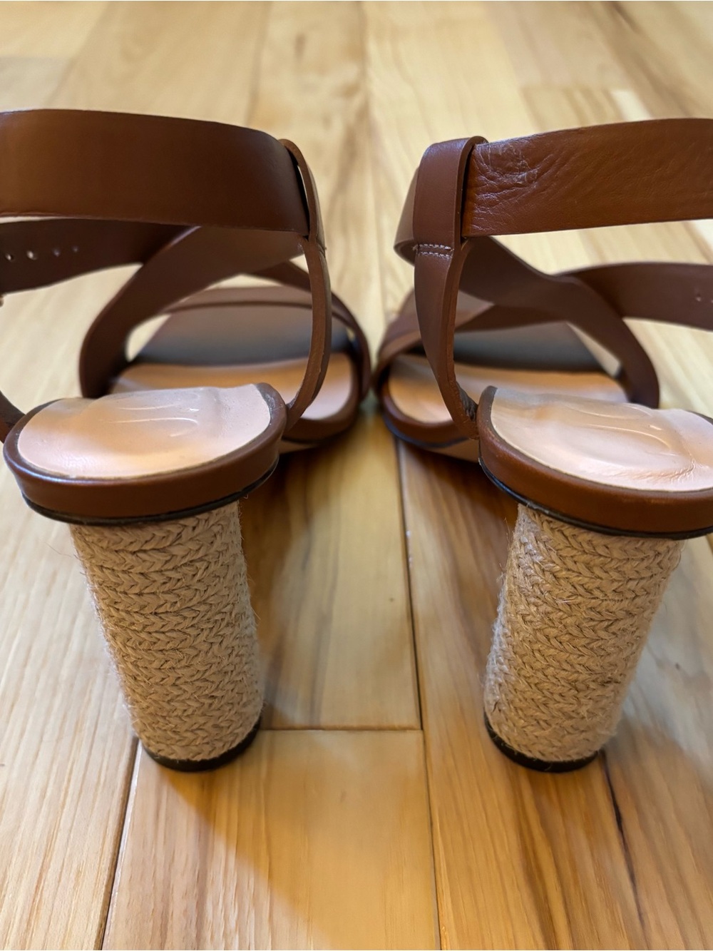 J. Crew Rounded Rope Heels Leather Strap Sandals - Picture 7 of 13